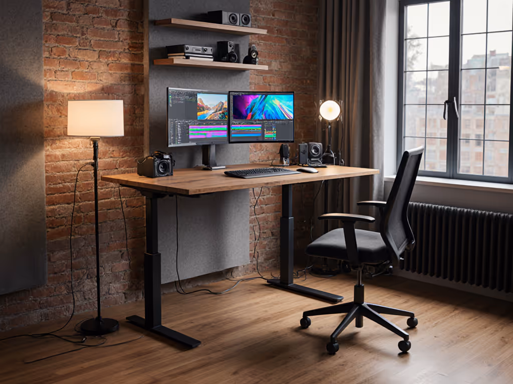 Stable Dual-Monitor Standing Desk for Content Creators