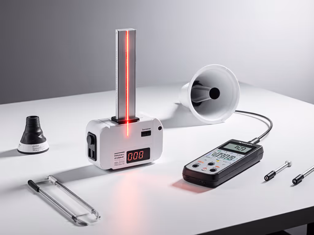 standing_desk_stability_testing_setup_with_laser_micrometer_and_sound_meter