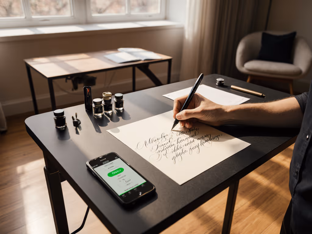 Calligraphy Standing Desk Stability: Art Angle Comparison