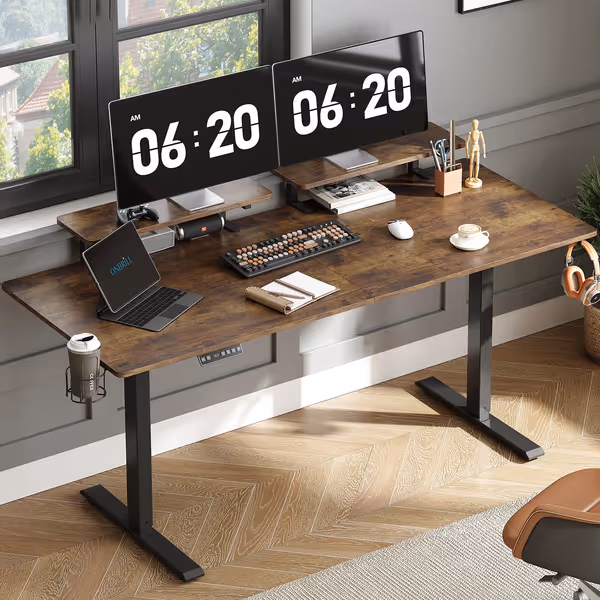 ONBRILL Standing Desk with 2 Monitor Shelves